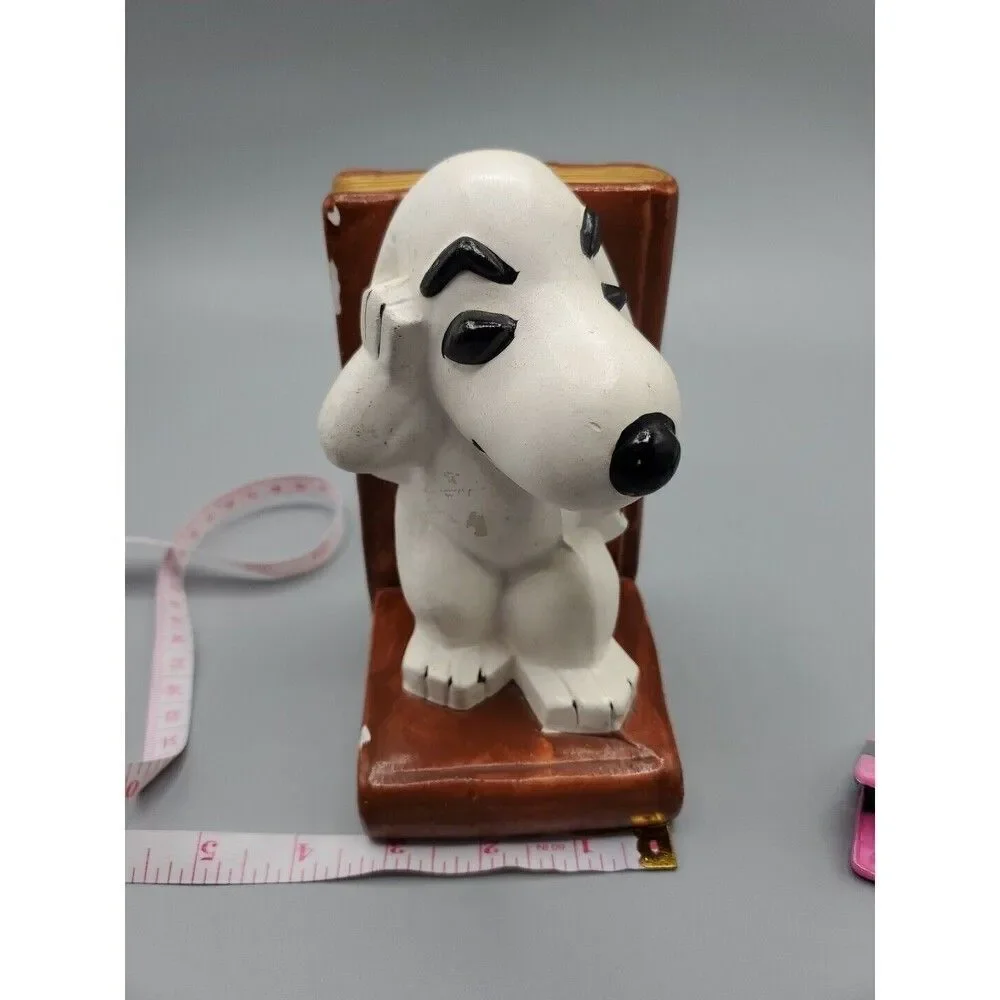VINTAGE SNOOPY PEANUTS BOOKENDS (2) RARE CERAMIC KIDS ROOM COLLECTOR